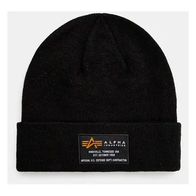 Čepice Alpha Industries Crew Beanie černá barva, 128924