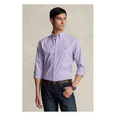 Košile Polo Ralph Lauren pánská, fialová barva, regular, s límečkem button-down, 710929346