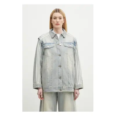 Bunda adidas Originals DENIM SHIRT JKT modrá barva, přechodná, JX9209