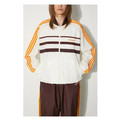 Bunda adidas Originals Tracksuit Jacket dámská, béžová barva, přechodná, oversize, JC6144