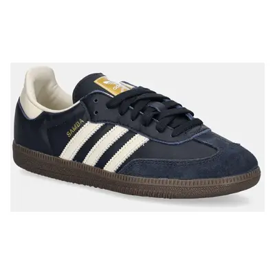 Kožené sneakers boty adidas Originals Samba OG tmavomodrá barva, ID2056