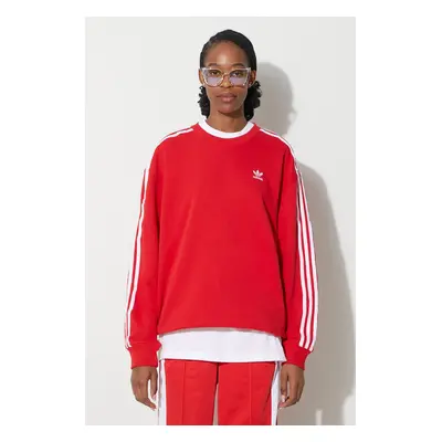 Mikina adidas Originals 3-Stripes Crew OS dámská, červená barva, s aplikací, IN8487