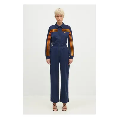 Overal adidas Originals Jumpsuit tmavomodrá barva, s límečkem, JN8312