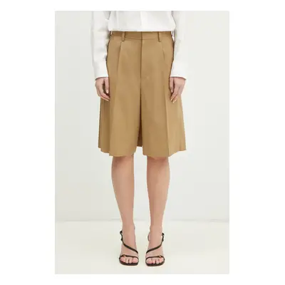 Vlněná kalhotová sukně Undercover Pants béžová barva, high waist, UP1E1511