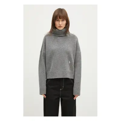 Vlněný svetr Sporty & Rich SRC Wool Turtleneck dámský, šedá barva, s golfem, WS064512302GY03