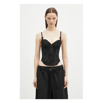 Top VETEMENTS Corset Top černá barva, s aplikací, WA66TO200B