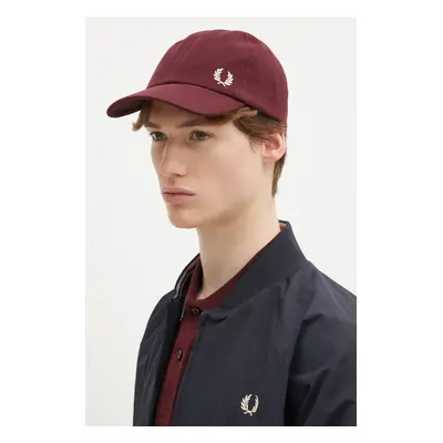 Bavlněná baseballová čepice Fred Perry vínová barva, s aplikací, HW6726.597