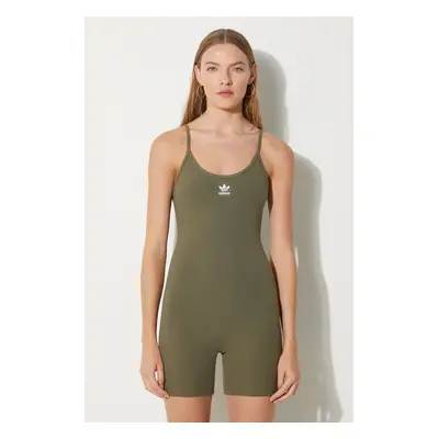 Kombinéza adidas Originals Essentials Rib Onesie zelená barva, s kulatým výstřihem, JC6211