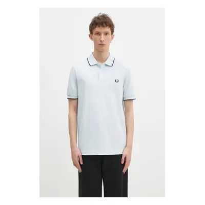 Bavlněné polo tričko Fred Perry modrá barva, s aplikací, M3600.Y25