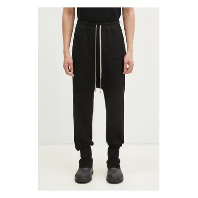 Bavlněné tepláky Rick Owens Prisoner Drawstring černá barva, DU01E3395.RIG