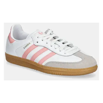 Kožené sneakers boty adidas Originals SAMBA OG růžová barva, JP5480