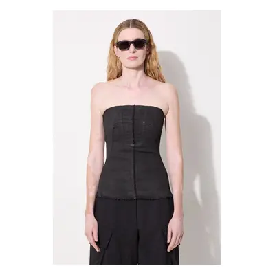 Džínový top Rick Owens Bustier černá barva, DS02D2127.SBW