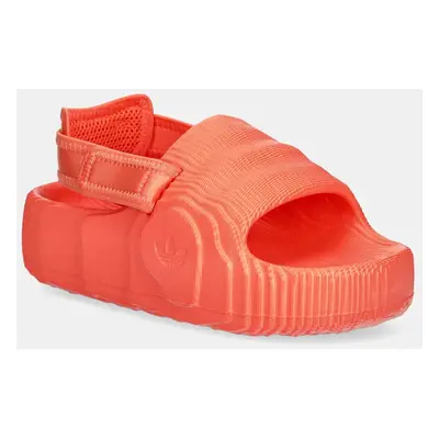 Pantofle adidas Originals Adilette 22 Xlg W dámské, oranžová barva, na platformě, JH9700