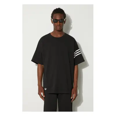 Bavlněné tričko adidas Originals Neuclassics Tee černá barva, s aplikací, IW0972