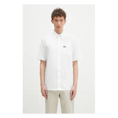 Bavlněná košile Fred Perry bílá barva, regular, s límečkem button-down, M8730.100