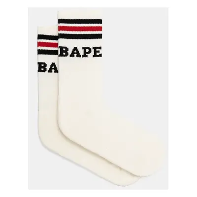 Ponožky A Bathing Ape Bape Stripe pánské, béžová barva, 1K80184003