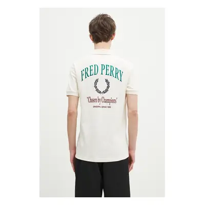 Bavlněné polo tričko Fred Perry béžová barva, s aplikací, M9834.560