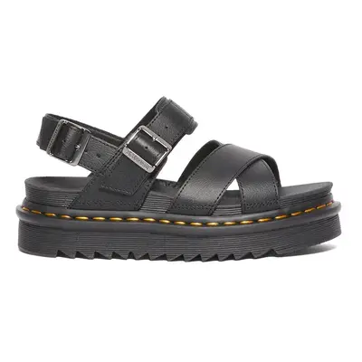 Kožené sandály Dr. Martens Voss II dámské, černá barva, na platformě, DM31558001