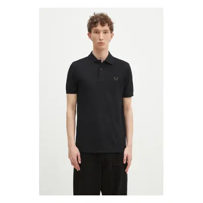 Bavlněné polo tričko Fred Perry černá barva, s aplikací, M6000.Y43