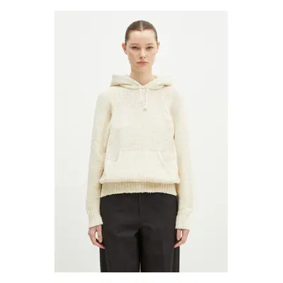 Hedvábný svetr Visvim Raglan Hoodie P.O. Knit Mawata béžová barva, 325105012002