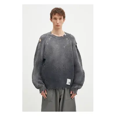 Bavlněný svetr Maison MIHARA YASUHIRO Sun Faded Knit Pullover šedá barva, J13SW702