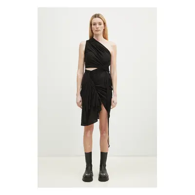 Bavlněné šaty Rick Owens Fog černá barva, midi, DS01E3500.BH