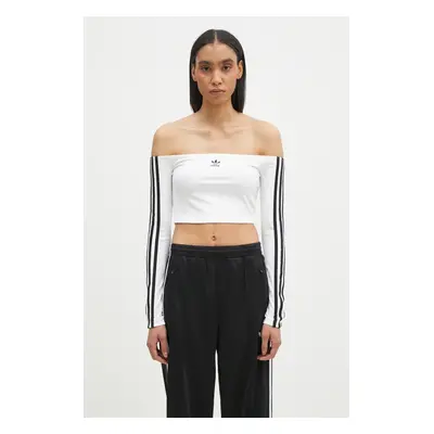 Tričko s dlouhým rukávem adidas Originals Off Shoulder bílá barva, španělský výstřih, JD0275