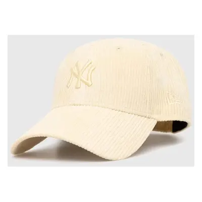 Manšestrová kšiltovka New Era 9Forty New York Yankees žlutá barva, s aplikací, 60434997