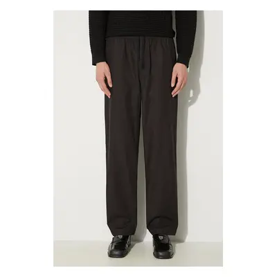 Bavlněné kalhoty Wood Wood Stanley Crispy Check Trousers černá barva, jednoduché, 12235008.5274-