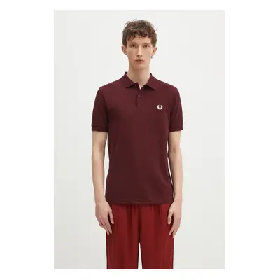 Bavlněné polo tričko Fred Perry vínová barva, s aplikací, M6000.597