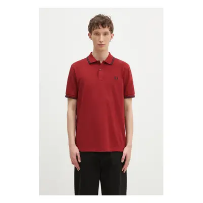 Bavlněné polo tričko Fred Perry vínová barva, s aplikací, M3600.Y35