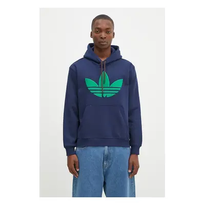 Mikina adidas Originals Hooded Sweat pánská, tmavomodrá barva, s kapucí, s aplikací, JN5968