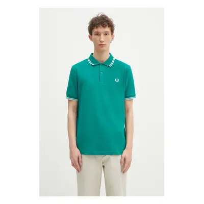 Bavlněné polo tričko Fred Perry zelená barva, s aplikací, M3600.Y37