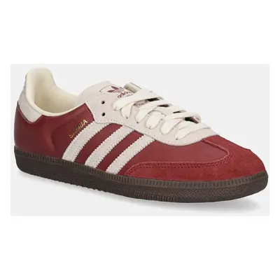 Kožené sneakers boty adidas Originals Samba OG vínová barva, JI3216