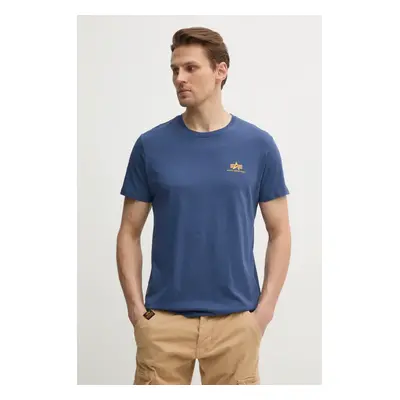 Bavlněné tričko Alpha Industries Basic T Small Logo tmavomodrá barva, s potiskem, 188505.435