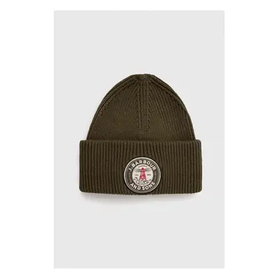 Čepice Barbour Dunford Beanie zelená barva, MHA0821