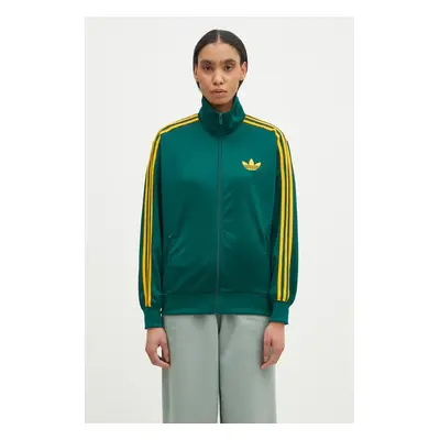 Mikina adidas Originals Firebird dámská, zelená barva, vzorovaná, JP2299