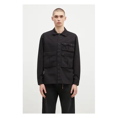 Bavlněná košile Carhartt WIP Longsleeve Tracker Shirt černá barva, regular, s klasickým límcem, 