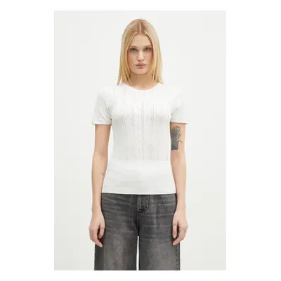 Halenka s příměsí kašmíru JW Anderson Pointelle Cap Sleeve Top bílá barva, KW1276.YN0389.001