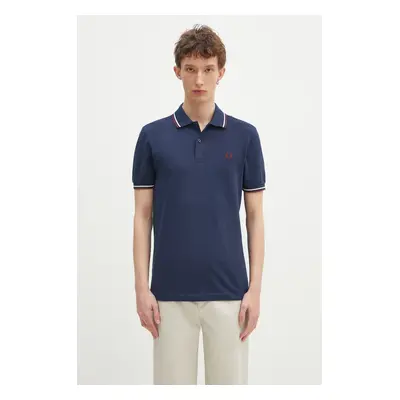 Bavlněné polo tričko Fred Perry tmavomodrá barva, s aplikací, M3600.Y29