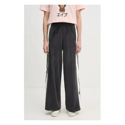 Kalhoty adidas Originals Adibreak Velour Track Pant dámské, černá barva, vzorované, IW5586