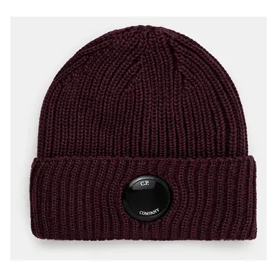 Vlněná čepice C.P. Company Extra Fine Merino Wool Goggle Beanie fialová barva, 17CMAC272A005509A