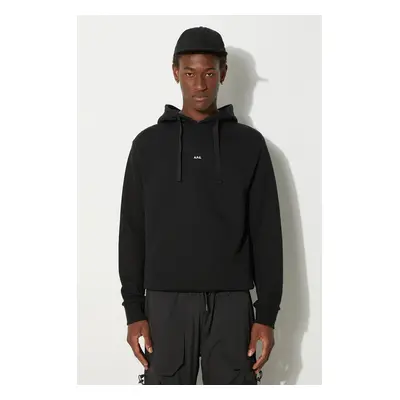 Bavlněná mikina A.P.C. Hoodie Larry pánská, černá barva, s kapucí, hladká, COEIP-H27622 BLACK