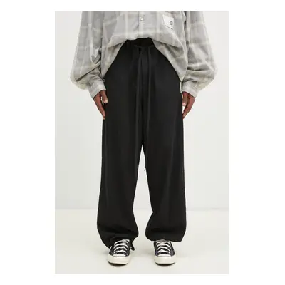 Vlněné kalhoty Maison MIHARA YASUHIRO Wide Trousers černá barva, A14PT032