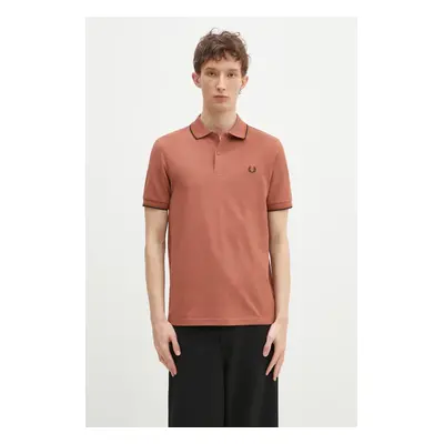 Bavlněné polo tričko Fred Perry oranžová barva, s aplikací, M3600.Y39