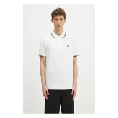 Bavlněné polo tričko Fred Perry bílá barva, s aplikací, M3600.Y23