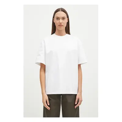 Bavlněné tričko GANNI Heavy Cotton Drop Shoulder Heart bílá barva, T4033