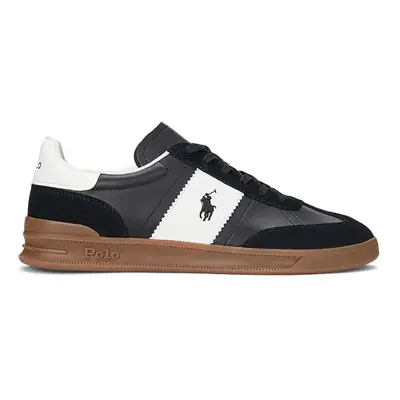 Kožené sneakers boty Polo Ralph Lauren Hrt Aera Pp černá barva, 809956119001