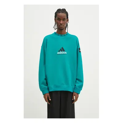 Mikina adidas Originals Equipment Reflective Crew Neck pánská, zelená barva, s aplikací, JN7146