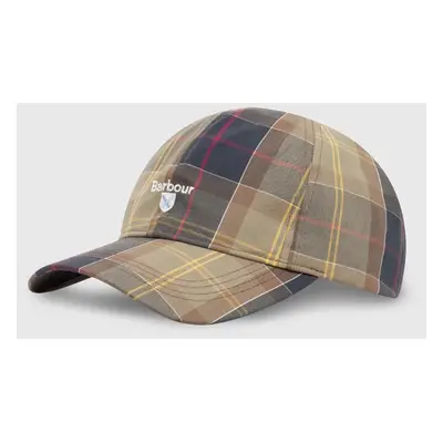 Bavlněná baseballová čepice Barbour Tartan Sports Cap zelená barva, MHA0617